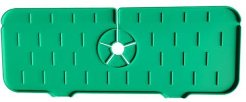 UOMIO Tappetino paraspruzzi per lavello, tappetino in silicone per rubinetto del lavandino, tappetino per asciugare l'acqua per la cucina e il piano di lavoro del bagno (verde)