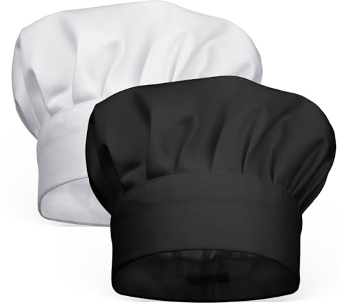 Abeillo Kockmössa, unisex, kockmössa, herrkockmössa, dam, justerbar kockhatt, bomull, kockhattar, professionell kockmössa, hårnät, kök (svart, vit)