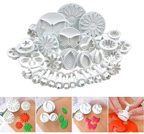 33 Piece Fondant Cake Cookie Plunger Cutter Sugarcraft Flower Leaf Butterfly Heart Shape Decorating Mold DIY Tools