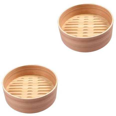 Garneck 2St Dampfgarer aus weißem Kiefernholz bamboo steamer vegetable steamer Mini-Dampfgarer aus Bambus Gemüse-Dämpfkorb Kochgeschirr Dampfgarer Bambusdampfkocher Haushalt weiße Kiefer