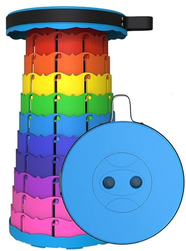 Generic Upgraded Klapphocker Faltbar Mit Tragfähigkeit 180KG, Regenbogen Faltbare Camping Hocker Mit Weichem Kissen, Portable Stool Ideal Für Indoor-und Outdoor-Aktivität Ausgestattet (Bunt)