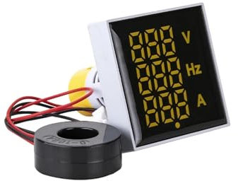 Voltmetro digitale da pannello Amperometro 60-500V 0-100A 20-75Hz Indicatore misuratore di frequenza corrente Indicatore di tensione digitale Amp Led (Color : Yellow)