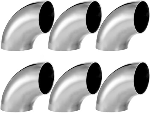 YOUEON 6 Pcs 2.5 90° Exhaust Elbow Pipe, 304 Stainless Steel Mandrel Bend Elbow Thickness 1.5mm, Exhaust Pipe Tubing for Car Modified Exhaust System, Stair Handrail, Exhaust Application