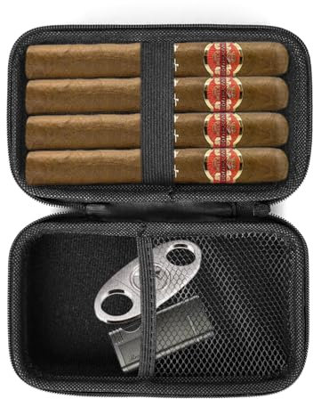 Portasigari da viaggio Linkidea per uomo, impermeabile, scatola per sigari a prova di pressione, organizer portatile per accessori per sigari, humidor da esterno per viaggi (nero)