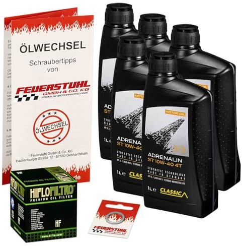 Öl & Ölfilter für Honda CRF 1000 L Africa Twin, 2017-2019 (SD06), Ölwechsel Set, Classic 10W-40 Motoröl + HiFlo Filter + Dichtring(e)