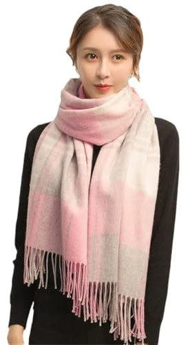 Karierter Wollschal für Damen, dicker warmer Kaschmir-Schal, Wickeltuch, Pashmina, Damen-Winter-Wollschals, Farbe 2, 180x70cm
