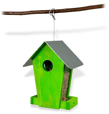 GARTENETAGE Streufuttersilo Schweden – Bunte Vogelfütterung für Ihren Garten, Wetterfestes Design, Einfache Handhabung, Für Wildvögel, Robuste Materialien (Grün)