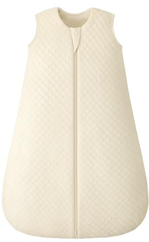 FIEMOL Schlafsack Baby 2.5 Tog 12-18 Monate, Winter Baumwolle Neugeborenen Baby Schlafsack Wearable Decke für Säugling und Kleinkind, 2-Wege-Reißverschluss Schlummersack Beige 84cm