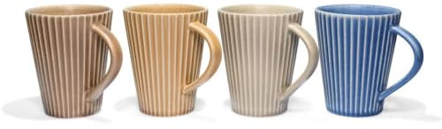 Teeladen Herzberg Maoci Lot de 4 gobelets Jumbo 400 ml (motif ondulé) – Lot de 4 dans 4 motifs de couleurs différents