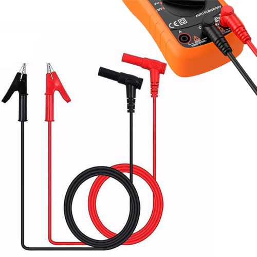 2 Pack Multimeter Test Leads, 4mm Banana Plug to Alligator Clip Test Cable, Lab Heavy Duty PVC Handled Test Wire Electrical Alligator Test Leads Set for Experiment Electrical Testing (Red Black)