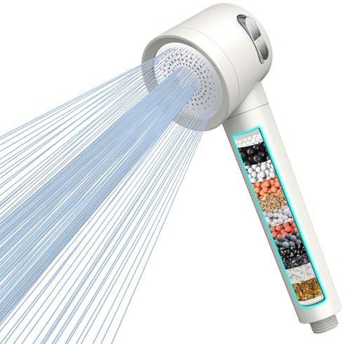 Duschkopf mit Filter MEKO Hochdruck Handbrause mit 15 Schichten Filtersystem, 1,5M Schlauch 3 Strahlarten Wassersparender Duschkopf für Entfernen vom Rest-Chlor, harten Wasser, Schwermetall