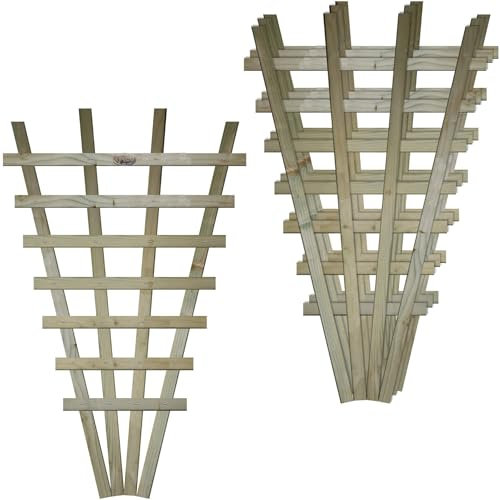 Small Fan Shaped Pack of 4 2x3ft (W: 2ft x H: 3ft) Frameless Decorative Lattice Trellis Panel Plant Grown Wall/Fence Art with Reduced Privacy Squares Width 610mm x Height: 990mm