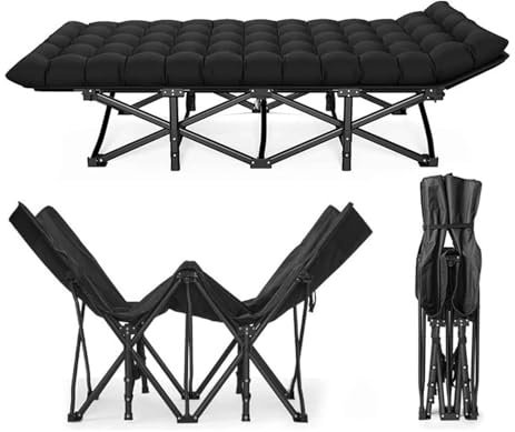 INFJMH Tragbares, zusammenklappbares Campingbett mit Matratze für Erwachsene, leichtes Zelt-Schlafbett, 71 cm, extra breit, bequemes Feldbett, inklusive Tragetasche, unterstützt 200 kg