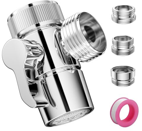 Riloventa Eckventil Duschkopf Absperrventil, 3 Wege Wasserhahn Adapter, Umschaltventil Dusche, Dreiwegeventile Umsteller, Umstellventil Ventil Umschalter, Ersatzteil für Toiletten, Badezimmer, Küche