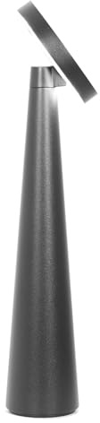 Zafferano, Lampada Angelina, Lampada da Tavolo Ricaricabile e Senza Fili con Controllo Touch e con Testa Orientabile, Adatta per Interni, Dimmer, 2200-3000 K, Altezza 26 cm, Colore Nero