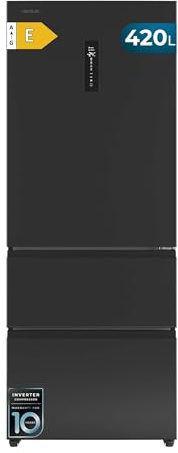 Cecotec Kühlschrank Französische Tür Total No Frost Bolero CoolMarket F2D 403 Dark E, Extra Kapazität Max 403 L, Höhe 170 cm und 70 cm Breite, FreshNessFlexHub Schublade, Inverter-Kompressor