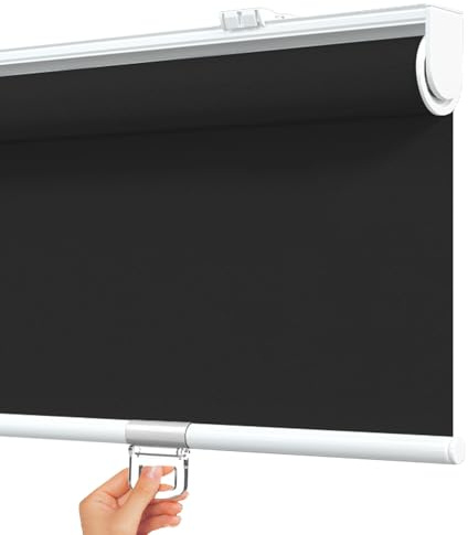 tow000ack Estor Enrollable Opaca Inalámbrica,Persiana de Tela Aislamiento Térmico con Sistema de Resortes,Protección Solar,para Hogar,Oficina,Negro,Personalizadas,Ancho x Alto (80cm x 130cm)