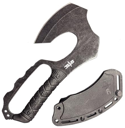 NLX 10.5” Black Stonewash Fixed Blade Machete Axe. Full Tang Hatchet. Outdoor Stainless Steel Tools with ABS Sheath. Durable Gear for Camping, Hiking, Bushcraft, EDC Use