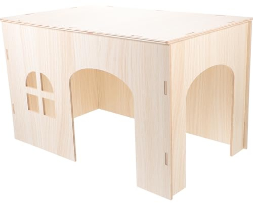 jojofuny Meerschweinchenhaus aus Naturholz Kleines Holzversteck für Hamster und Eichhörnchen Sicheres Kleintier Spielhaus für Entspannung und Klettern im Käfig