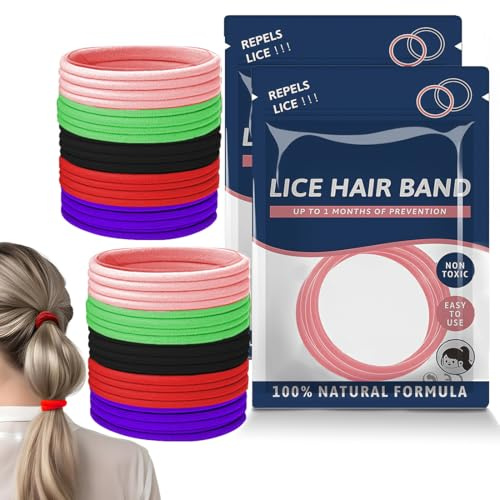 VRYNDH 40Pezzi Antipidocchi Elastici per Capelli Bambina, Elastico Anti-pidocchi Prevenzione Pidocchi Elastici per Capelli, 100% Naturali con Oli Essenziali,altamente, di buona qualità,