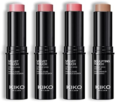 KIKO Milano Creamy Contour & Blushes Set | Sculpting Touch Creamy Stick Contour 203 & Velvet Touch Creamy Stick Blush 06, 07, 08 | Creamy Texture & Radiant Finish