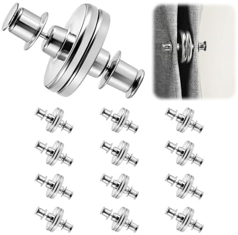 12 Pares Botones Magnéticos para Cortina, Cierre Magnético para Cortinas para Cortina Magnético Cortina para Cortinas con Fugas de Luz o Que se Vuelan Alrededor