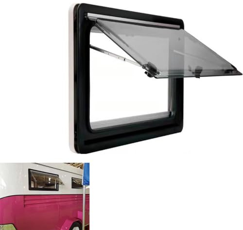 Camper Window Replacement - External Push Top Design with Integrated Roller Blind and Fly Screen, 70° Maximum Opening Angle, 500mm x 300mm