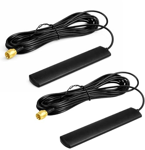 2Pcs 4G LTE GSM Antenne 3 m, 700–2600 MHz, omnidirektional, Selbstklebende Halterung, Autoradio Antenne mit SMA-Stecker, Digital Windschutzscheiben Antenne für Auto, Fahrzeug, Hotspot, Router, Gateway