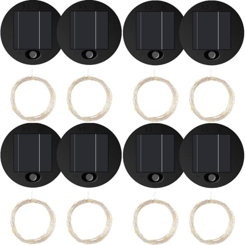 YUNYOUC Solar Lights Replacement Top for Lantern, 7cm Replacement Solar Light Top with 30 LED String Light, DIY Decor for Watering Can Lights Mason Jar Outdoor Garden Lanterns(8PCS Warm White)