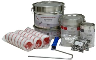 Baumax Außen 2K Epoxidharz Set für Balkon & Terrasse bis zu 11 m² mit PU Versiegelung | RAL 7012 – Basaltgrau, 7 KG | Bodenbeschichtung für Beton | Rutschfest, UV-beständig | SwissTech