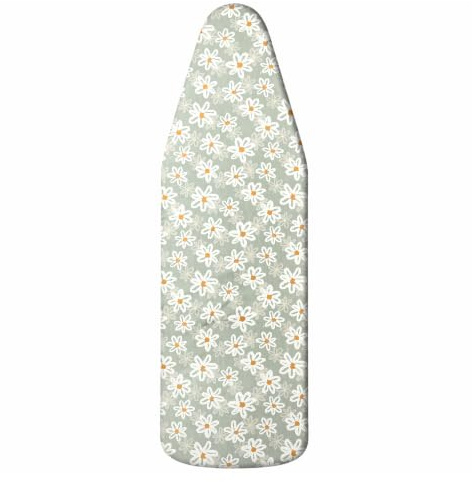 Ironing Board Cover 125 x 45 cm, 100 Percent Cotton Heat Resistant Padded Ironing Board Covers, Easy to Install Adjustable Elastic Edge and Fasteners, Sunflower Pattern