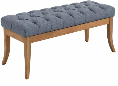 CLP Sitzbank Ramses mit hochwertiger Polsterung und Stoffbezug I Bank mit antik-Hellen Holzbeinen I Holzbank mit Einer Sitzhöhe von: 46 cm, Farbe:dunkelgrau, Größe:100 cm