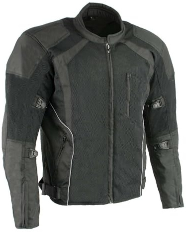 Milwaukee Leather MPM1793 Men's Black Mesh Racer Jacket with Armor - X-Large