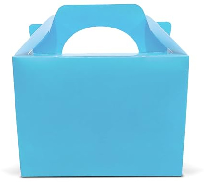 Lotus 30 x Children/Kids Plain Coloured Party Boxes Carry Food Meal Fun Picnic Birthday Wedding Favour/Baby Shower Party Halloween Trick or Treat Box Loot Bag (Baby Blue)