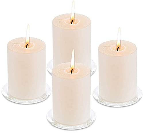 Nuptio Piatti Portacandele per Pilastro - 4 Pezzi Portacandele Votivi Rotondi di Base in Vetro Trasparente per Matrimoni, Spa, Casa, Decorazioni per Feste, Trasparenti