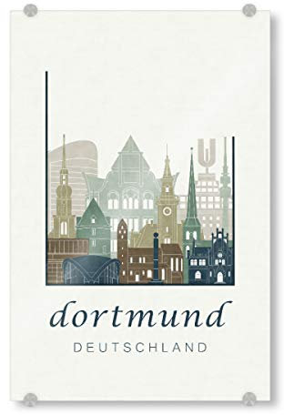 artboxONE Acrylglasbild 30x20 cm Städte Dortmund Skyline Light Blue - Bild Dortmund Architektur Buildings