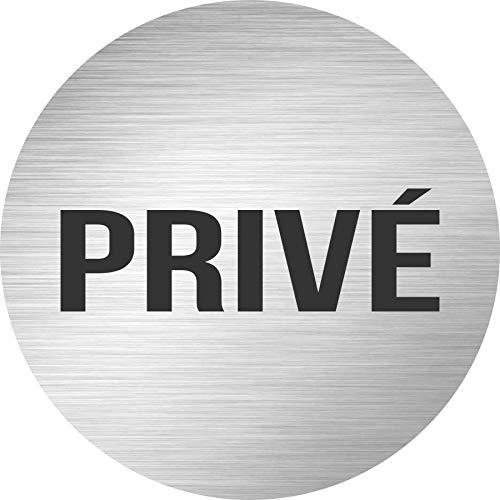 JINTORA Stickers - Autocollant - Adhésif de Porte - Privé - Aspect Plaque Aluminium Brossé - 80mm