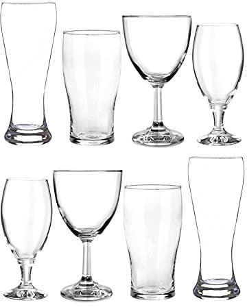 Beer Tasting Glass Set - Twin Pack Boxed Gift Pack: 2 x Abbaye 500ml, 2 x Sevilla 380ml, 2 x Tulip 560ml & 2 x Danube 580ml