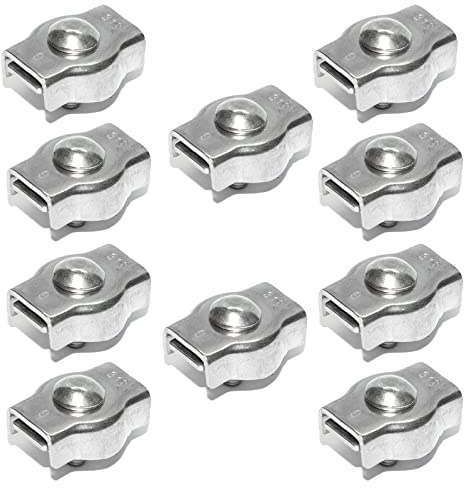 PRIOstahl Simplexklemmen Seilklemmen Drahtseilklemme Drahtseil Klemme - 3mm x 10 Stück mit Sicherungsmutter Seilwerk Stahlseil Seilendverbindung Seilspanner Verbinder Klemmen aus Edelstahl V4A
