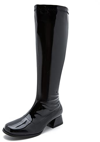 fereshte GOGO Boots for Women, Knee High Boots, Low Block Heel Zipper Boots Ladies Party Dance Shoes Black 43 - US 10.5