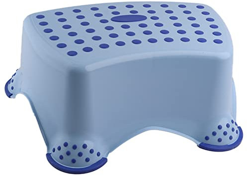 DIVCHI Kids Step Stool for Toilet Training Plastic Anti-Slip Bathroom Foot Stool with Rubber Feet & Dots for Toddlers Potty Training & Kitchen Sink (Blue)