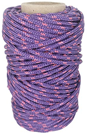 Cordón Paracord de poliéster Alta tenacidad 3 mm × 25 m. Violeta con Rosa. | Hecho en España; para pulseras, manualidades, bricolaje y uso auxiliar en escalada; resistente al roce y retardante de llama.
