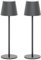 Klighten 2 Stück LED Dimmbare Akku Tischlampe Kabellose, Wiederaufladbar Warme Lichtfarbe 3000K Tischleuchte Für Innen und Aussen mit USB-C, Aluminium, IP54 Wasserdichte, Dunkelgrau