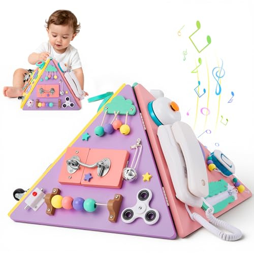 GJCrafts Kleinkinder Montessori Spielzeug beschäftigt Board für Kleinkinder Pyramidenform Würfel pädagogisches Spielzeug Lernen grundlegende