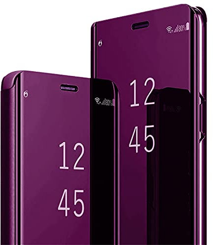 A54 Hülle Handyhülle für Samsung Galaxy A54 Hülle Klappbar Flip Spiegel Original Clear View Leder Galaxy A54 5G Case Cover 360 Grad Stoßfest Lederhülle Standfunktion Schutzhülle Samsung A54 Tasche