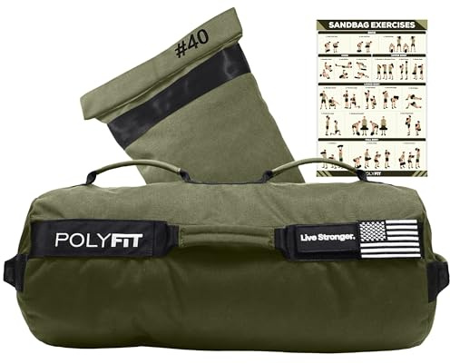 Polyfit Sandbag Pro – Workout-Sandsack mit Dreifach-Verschluss und verstärktem Nylon-Gurtband – Sand nicht im Lieferumfang enthalten – mehrere Farben und Größen