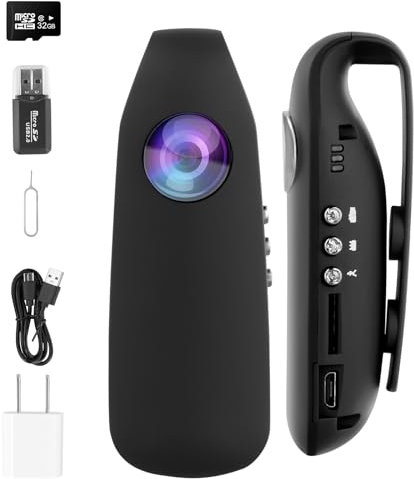 Spy Camera,1080P FHD Small Camera,Body Mounted Camera 32GB ,Mini Body Wear Wearable,Pocket Clip for Office,Motion Detection,with Night Vision ,Mini Spy Hidden Camera,Security Guard,Home,Hiking gift