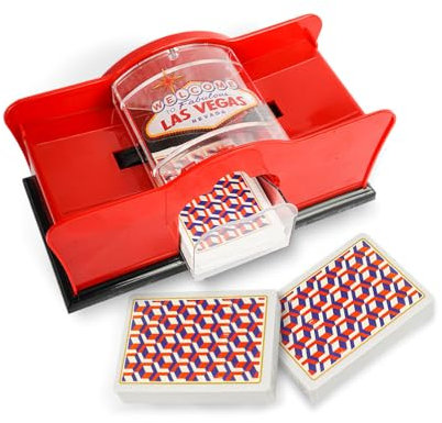 YUNYODA Kartenmischmaschine, 2 Decks Manueller Kartenmischer Mischgerät zum Mischen von Karten, Spielkarten Shuffler für Decks UNO, Poker, Skip BO & viele weitere Karten, Rot