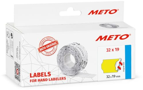 Meto Preisauszeichner Etiketten (32x19 mm, 2-Zeilig, 5.000 Stück, fluor gelb, permanent, Preisetiketten für Meto, Contact, Sato, Avery, Tovel, Samark etc.)