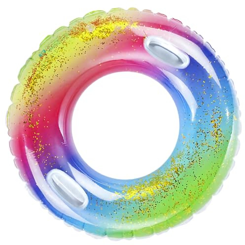 JNTMIKUN Anello da nuoto per adulti, gonfiabile, con manico sicuro, per piscina, spiaggia, vacanze estive